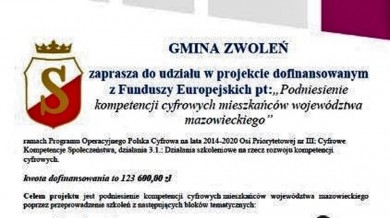 Gmina Zwoleń podjęła się realizacji 6 dodatkowych szkoleń cyfrowych.